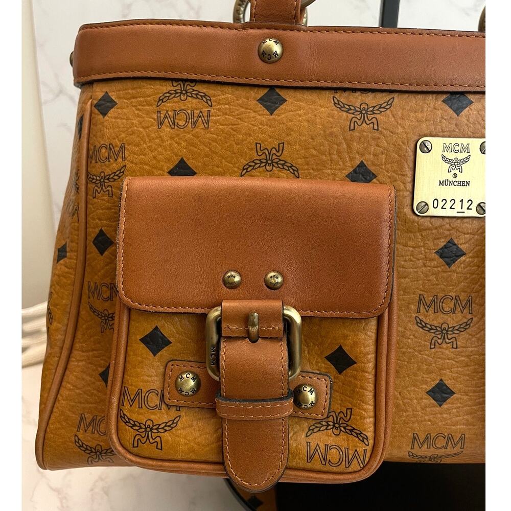 MCM Vintage Top Handle Satchel / Tote Cognac Visetos Monogram Pre-Owned - Picture 5 of 13